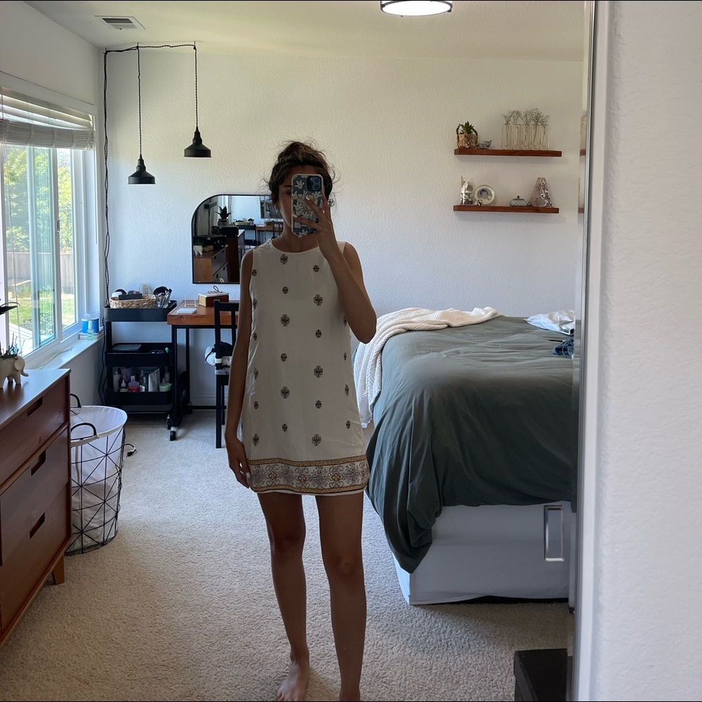 White shift dress